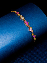 Pink And Golden Heart Bracelet