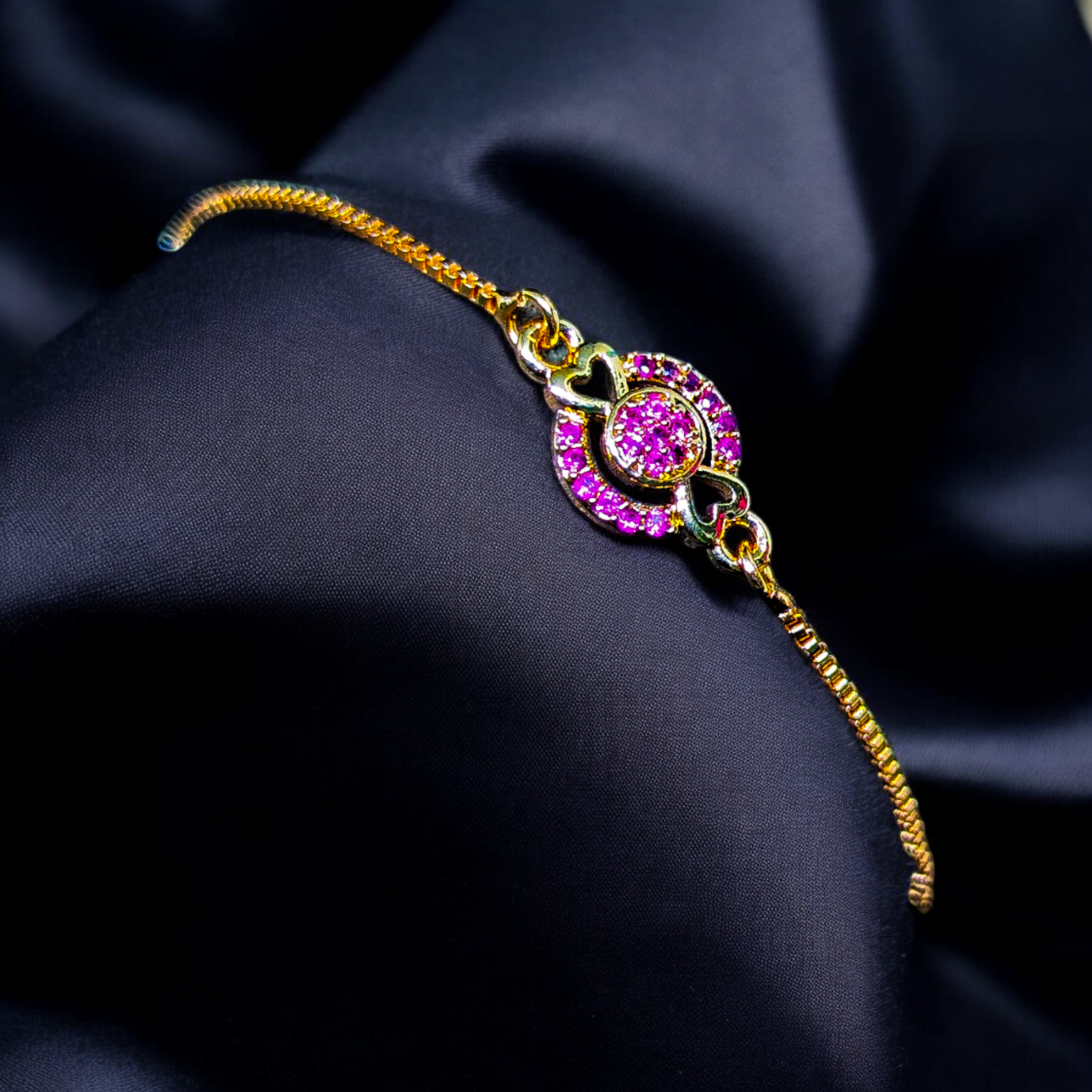 pink Stones gold BRacelet
