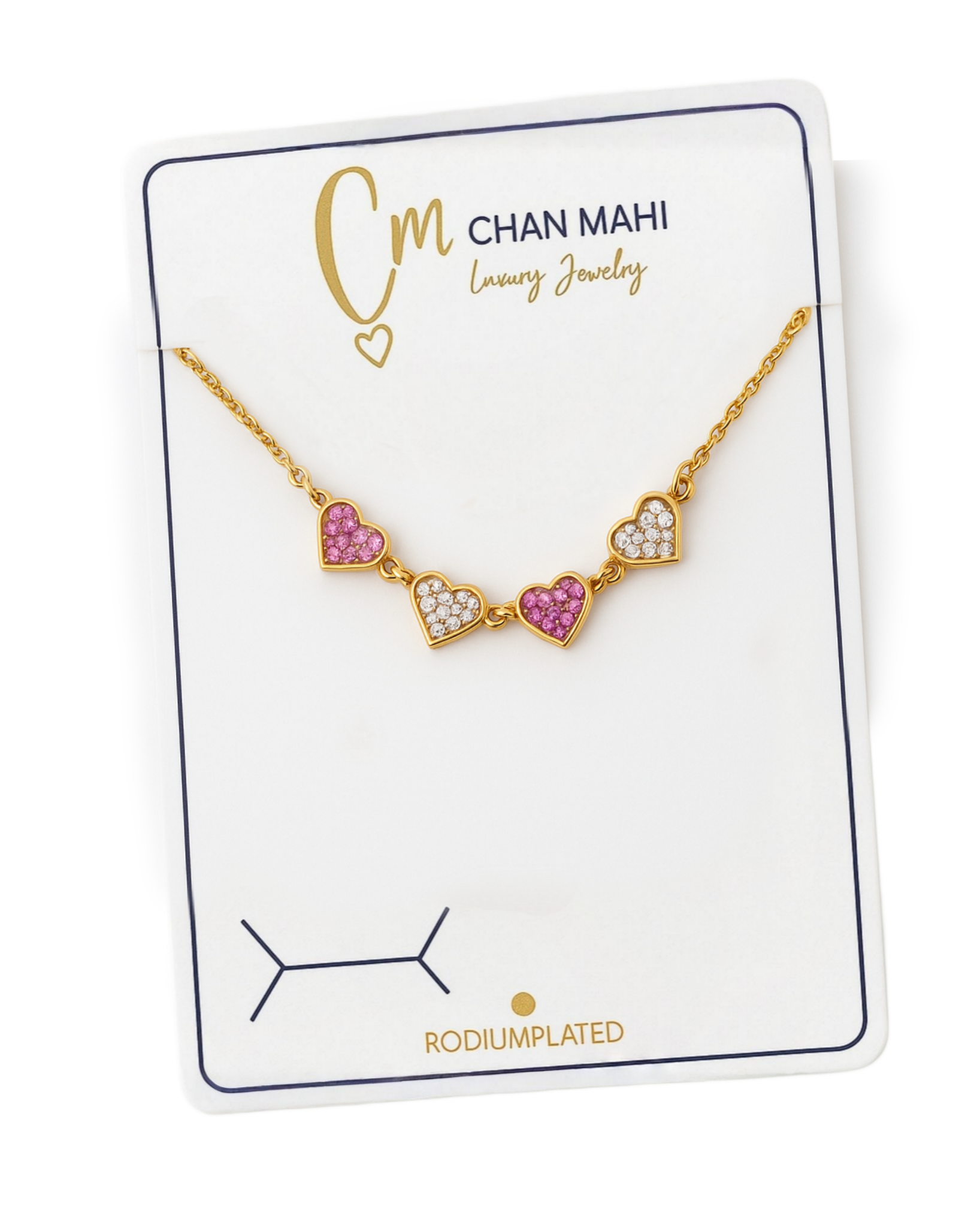 Pink And Golden Heart Bracelet