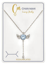 Elegant Silver Angel Wing Pendant with Sparkling Gemstone